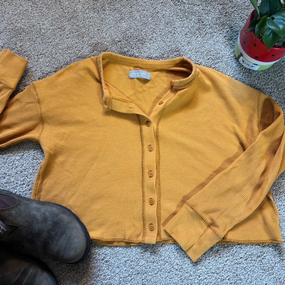 Everlane Yellow Cropped Henley